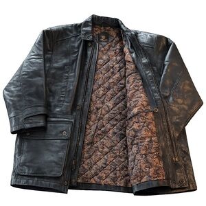 Men's Black Leather Military Jacket